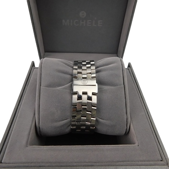 Michele Diamond Stainless Steel Bracelet Watch with Adjustable Band main image 9